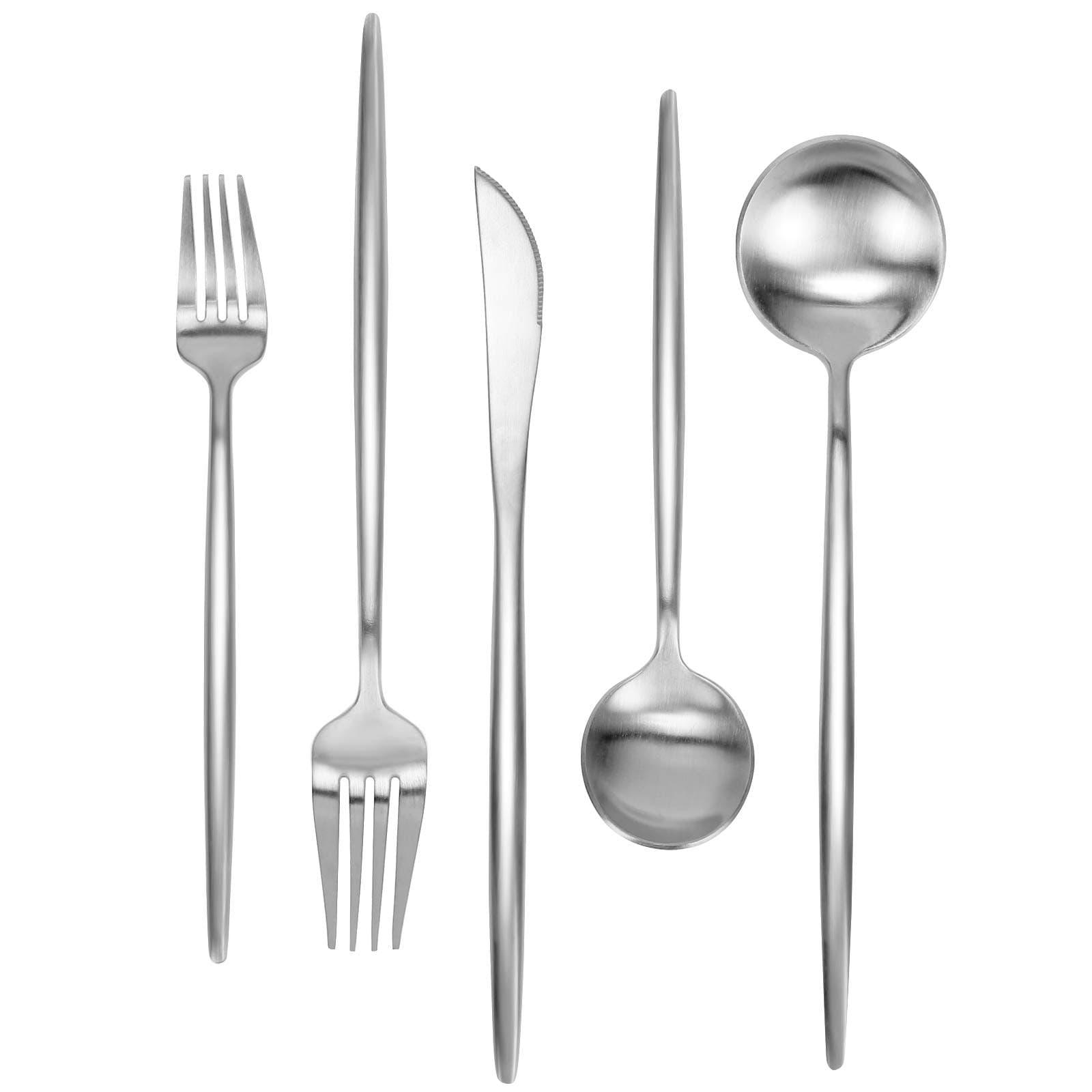 Matte Silverware Set 30 Pieces, Stainless Steel Flatware Set，Service for 6，Kitchen Utensil Set, Tableware Cutlery Set, Satin Finished Polished & Dishwasher Safe