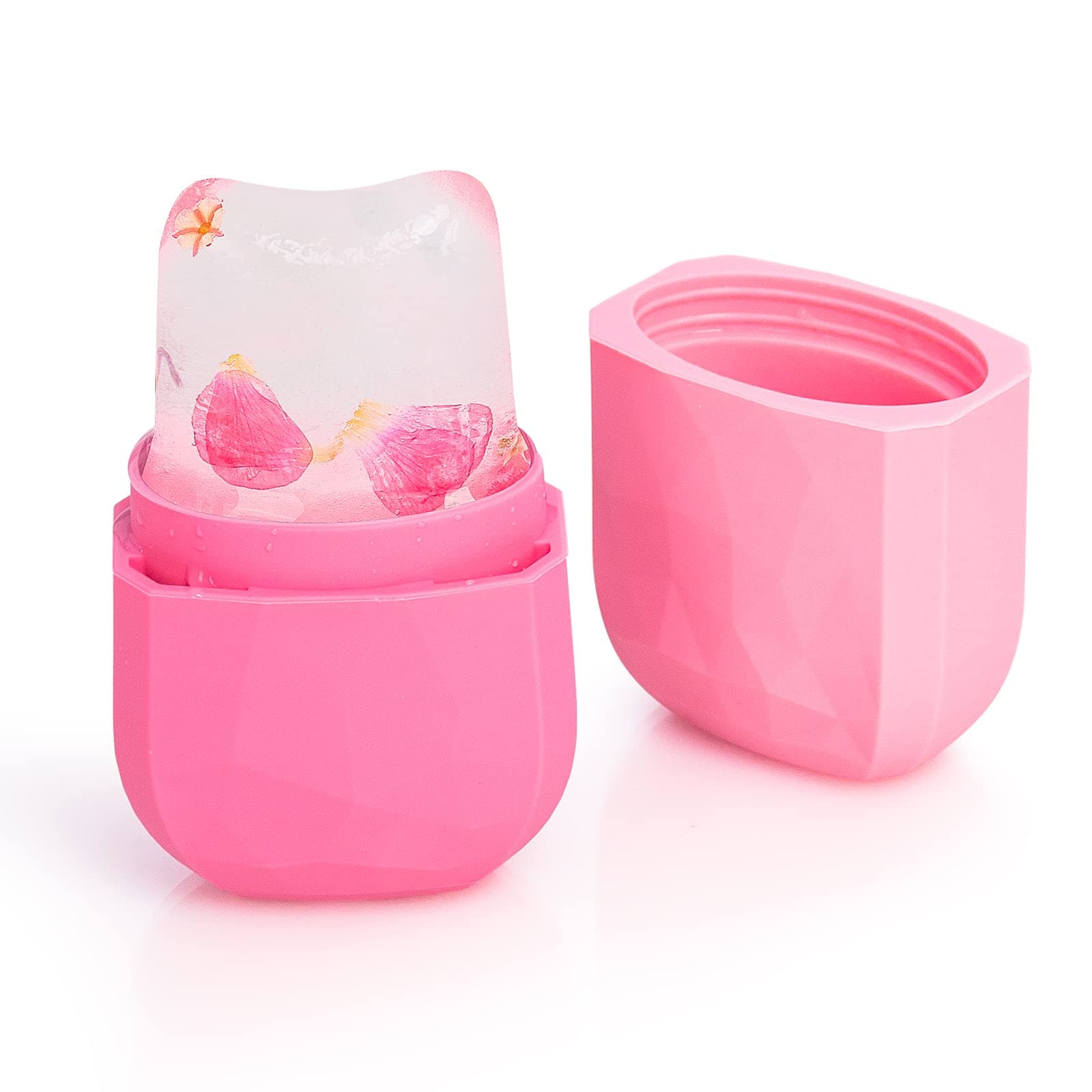 Ranrose Ice Mold for Face Ice Roller for Face and Eye Silicone Facial Treatment Tool The Eye Area Reusable Face Massage with V-Shaped Design Face Ice Face Mold (Pink)
