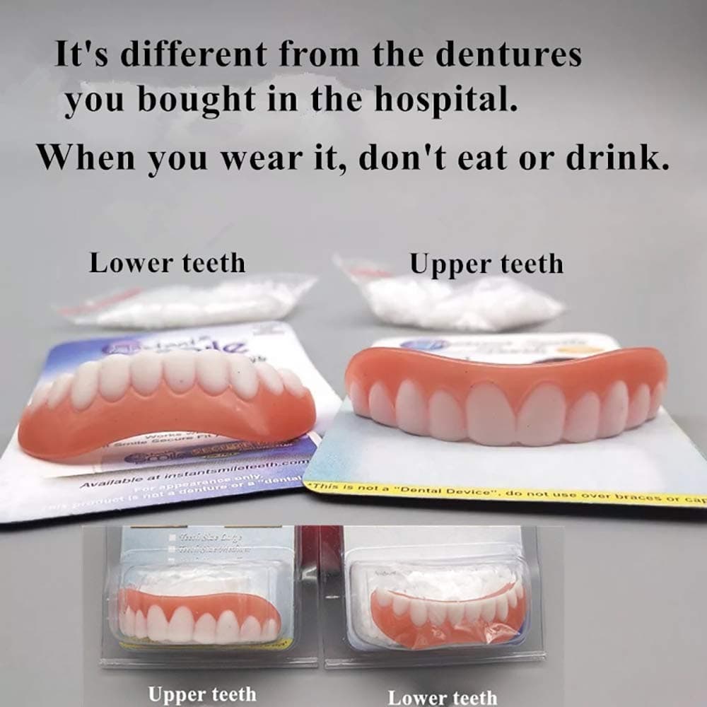 GAOwi Teeth Veneers Cosmetic Teeth Snap On Secure Upper Lower Comfort Fit Teeth Veneer One Size Fits All Denture Care tool,12 pairs(12pcs Upper+12pcs Lower)