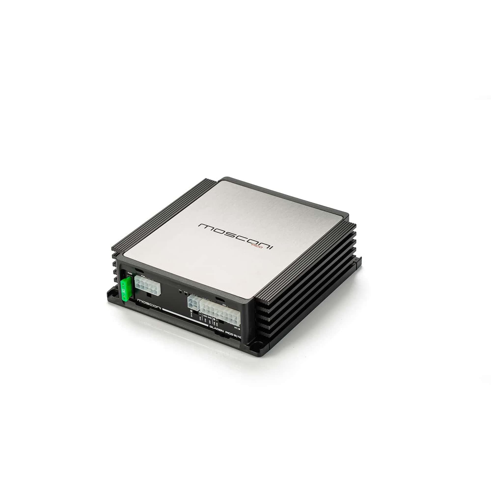 Gladen PICO 8|10 DSP, Multi-Channel Amplifier W/Built-in 8to10 DSP (4x50w @ 4-Ohms (Not Bridgeable) + 4x80w @ 4-Ohms Or 4x45w @ 4-Ohms + 2x210w @ 4-Ohms)