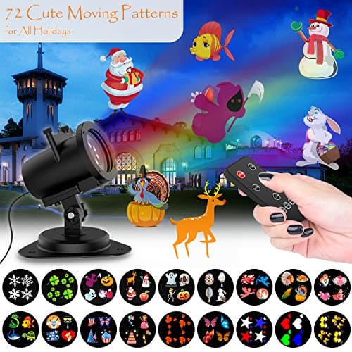 Holiday Light Projector Set [18 Rotating Gobos], Wireless Christmas Projector Light Garden Lamp LED Landscape Motion Outdoor Decorations Lighting Show for kids, Family, Party, Birthday - Sankit Gift