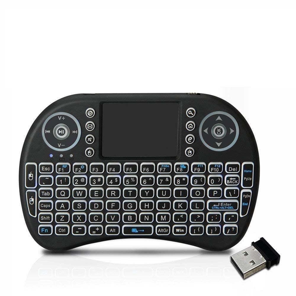 MEECOSTE Mini 2.4Ghz Wireless Bluetooth Touchpad Keyboard with 360 Degree Flip, USB Drive Port Rechargeable Lithium-Ion Battery Ergonomically Handheld Design Keyboard (Random Colour)