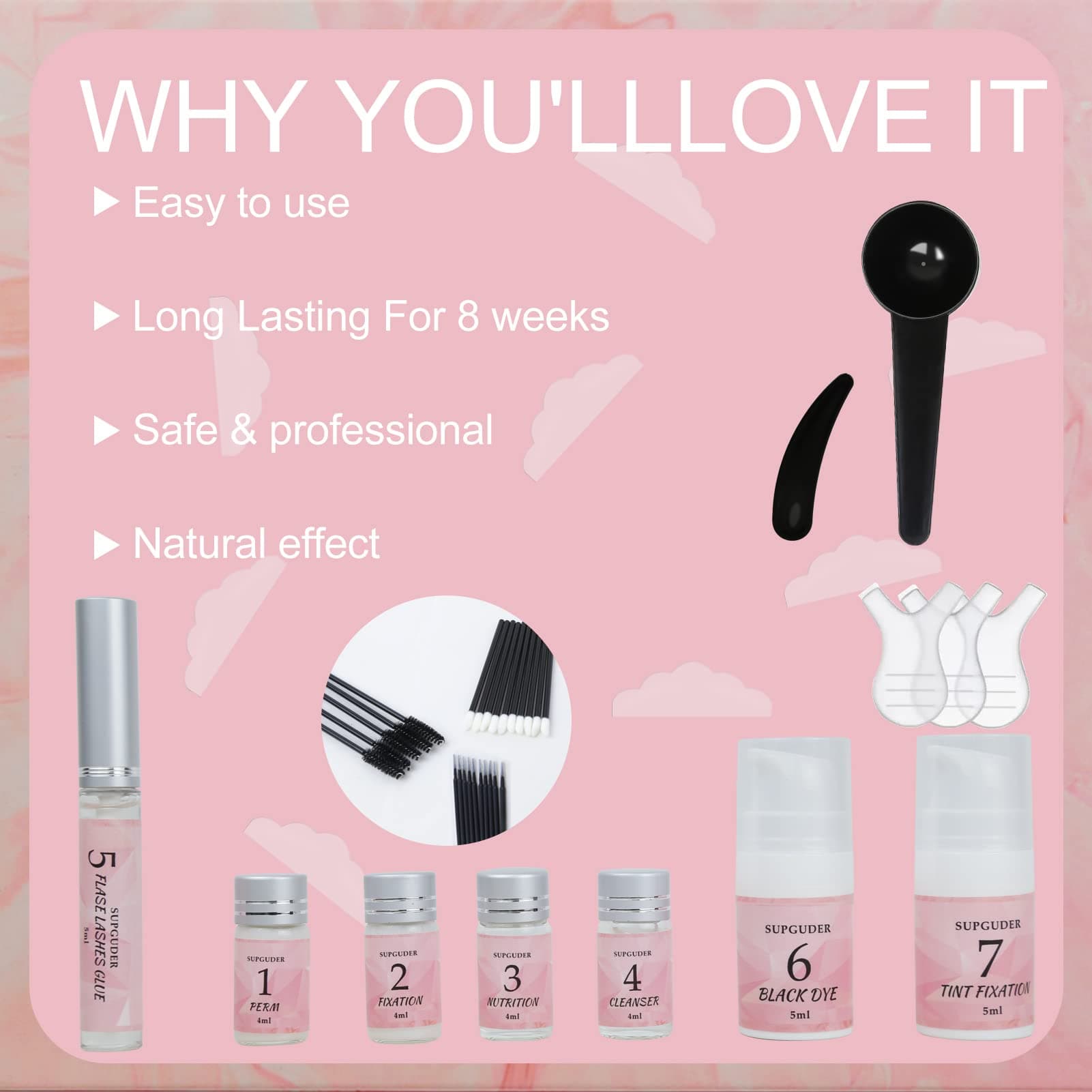 2024 4-in-1 Laminator Kit for Eyelash Lifting and Eyebrows, with Long Lasting Black Color for 6-8 Weeks Eyelash and Eyebrow Perm, Easy to Use at Home and Salon