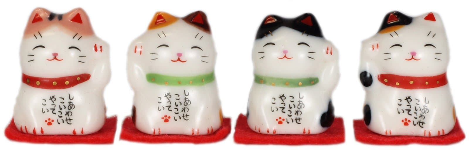 Miniature Ceramic ware Lucky Cat 4 pieces set