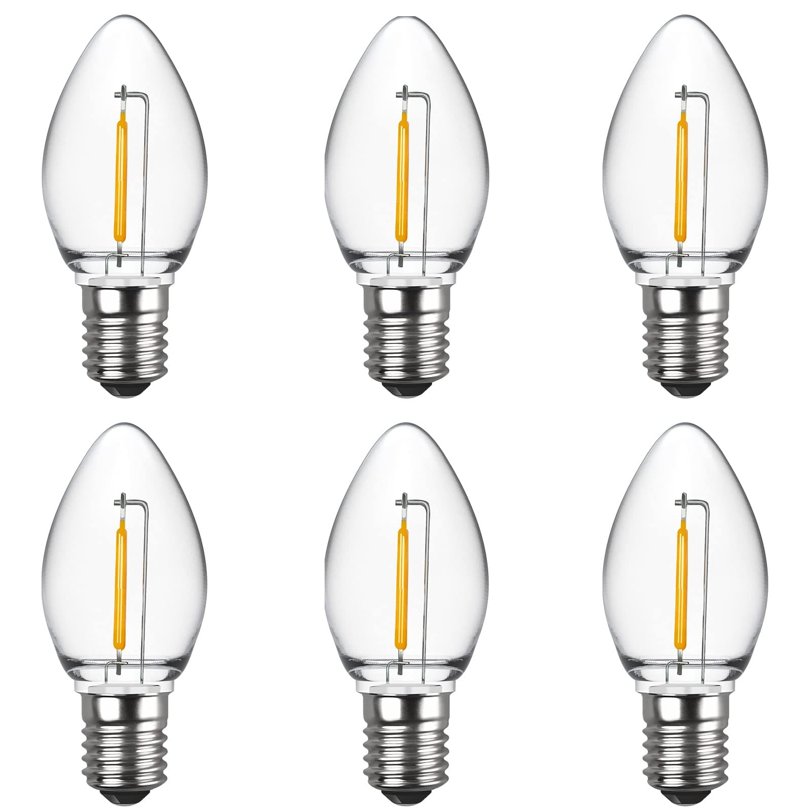 Meconard C7 LED Night Light Bulbs, Shatterproof LED Replacement Bulbs for Window Candles & Chandeliers, E12 Candelabra Base, 0.6 Watt Equivalent to 7Watt Incandescent Bulb, Warm White,6 Pack
