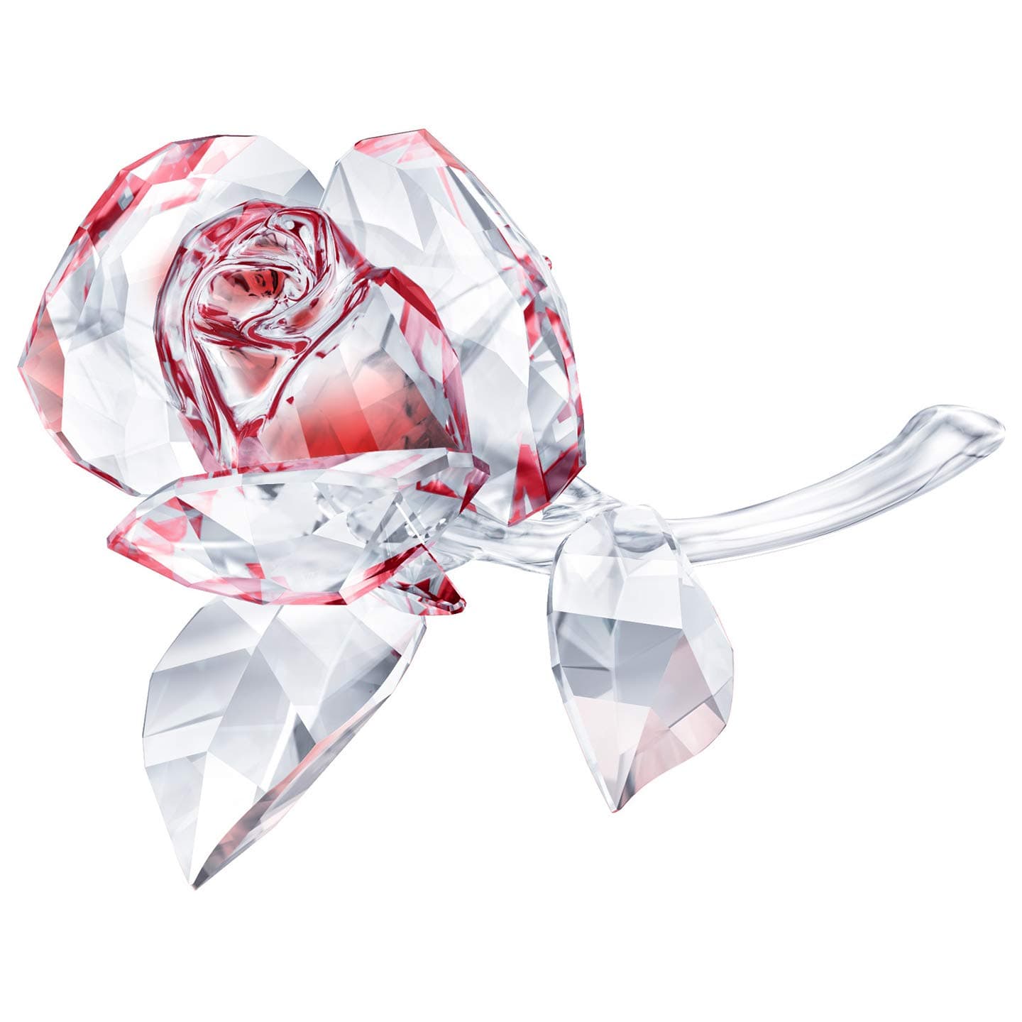 Blossoming Rose Crystal Figurine, Clear, Pink, Red, 2 Inches