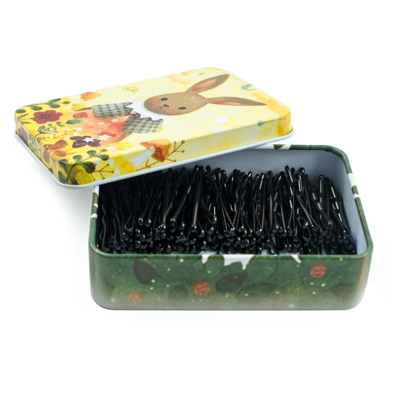 Mini Bobby Pins Black with Cute Case, 200 CT 1.38 Inch Small Hair Bobby Pins for Buns, Premium Hair Pins for Kids, Girls and Women, Great for All Hair Types
