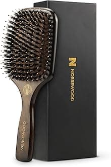 Norsewood Boar Bristle Hair Brush Set, Soft Bristle Detangler for Long, Short, Thin, Curly, Straight, or Wavy, Hairbrush for Enhancing Shine, Great for Men, Women, and Kids