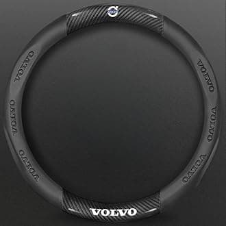 Carbon Fiber Leather Steering Wheel Cover for Volvo XC40 Comfortable Anti-Slip Durable Car Steering Wheel Protector Car Accessory(Black/Red/Brown/Beige),Black