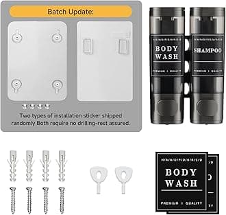 Shower Soap Dispenser Shampoo and Conditioner Dispenser 2 Chamber No Drill Wall-Mounted Shampoo Dispenser for Shower Wall Mounted Shower Dispenser for Bathroom Hotel Large Capacity,Dark Gray