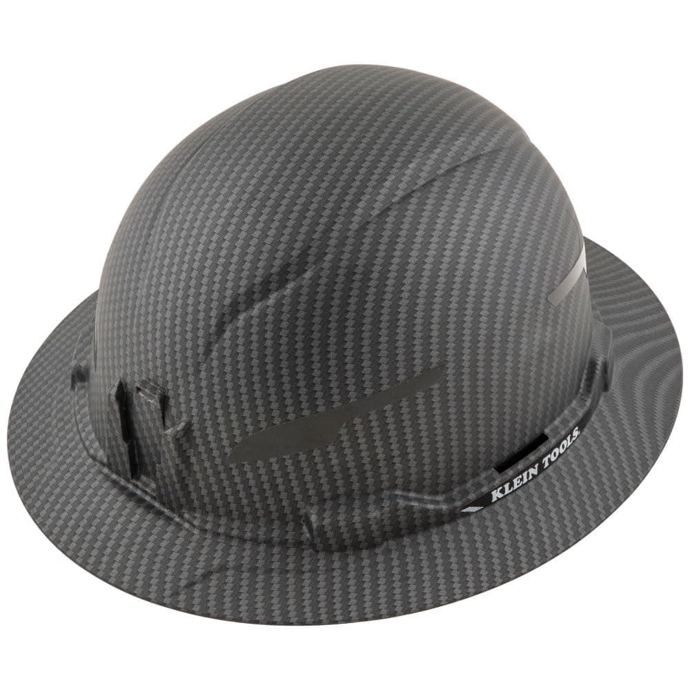 Hard Hat, Non-Vented Full Brim, Premium KARBN Pattern, Class E, Tested up to 20kV, Padded Sweat-Wicking Sweatband, Top Pad