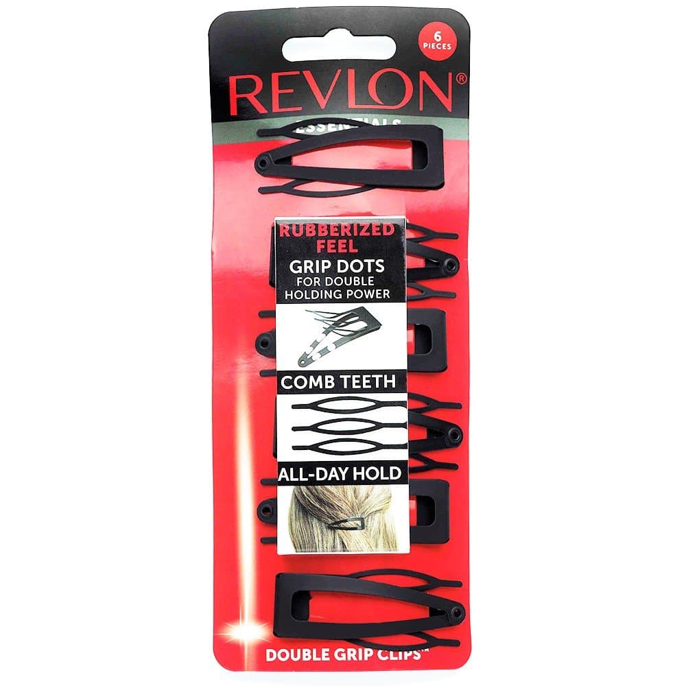RevlonRubberized Double Grip Black Hair Clips, 6 Count