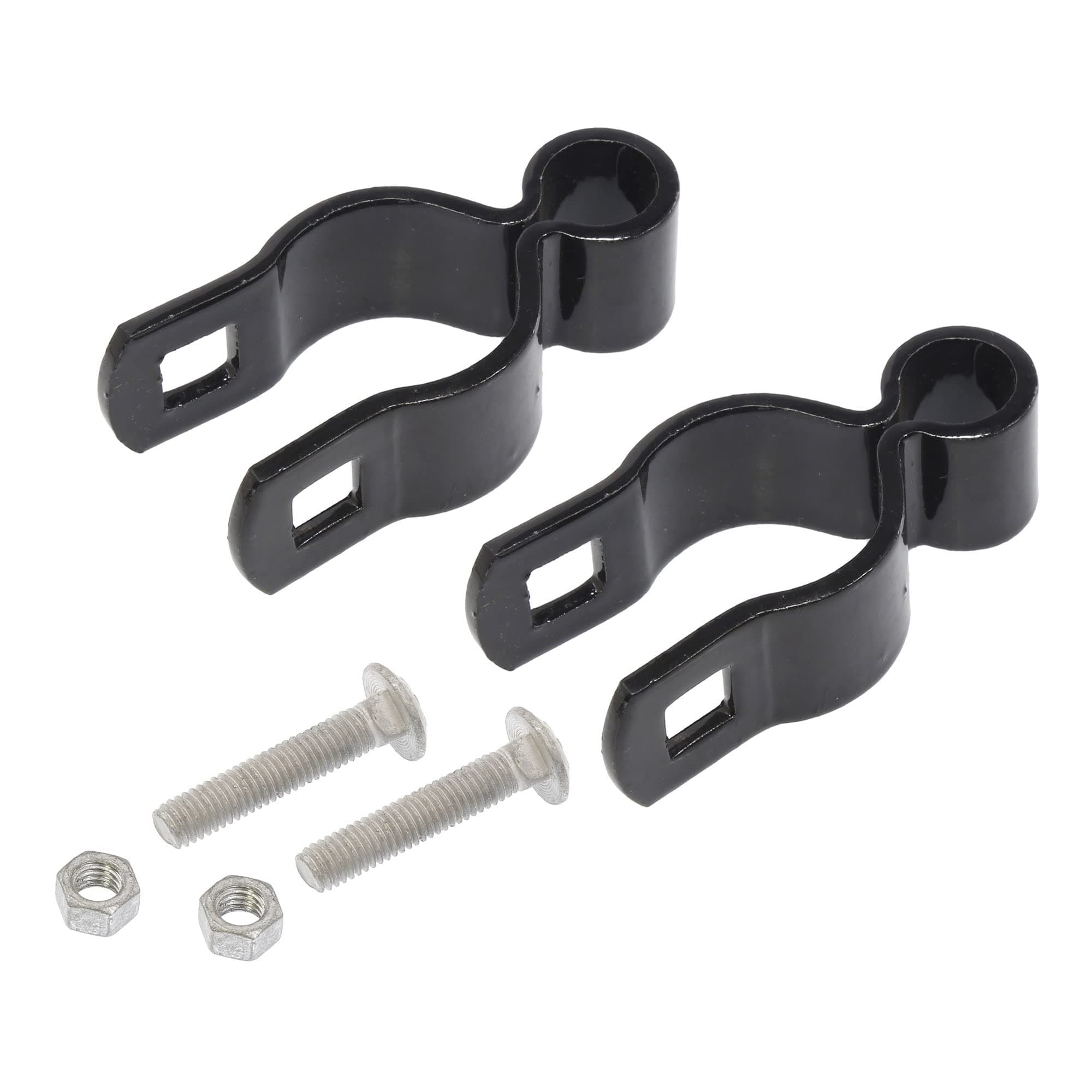 1 3/8" x 5/8" Black Female Gate Frame Hinges for Chain Link Fence Post | Hinges with Bolts | Pack of 2