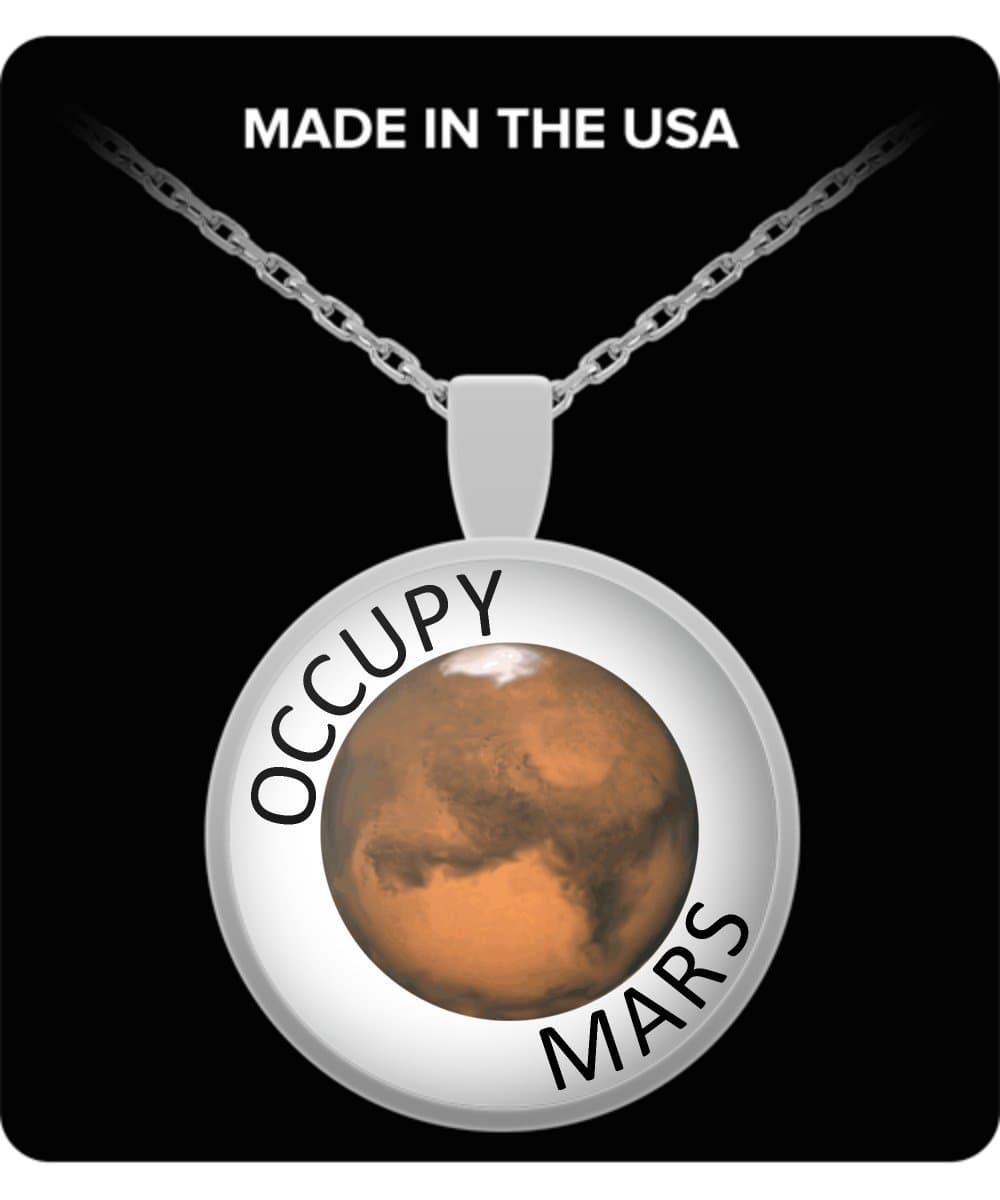 Mars Round Pendant Necklace Planet Mars Science Astronomer Countdown Launch Mission Humor Gift Idea