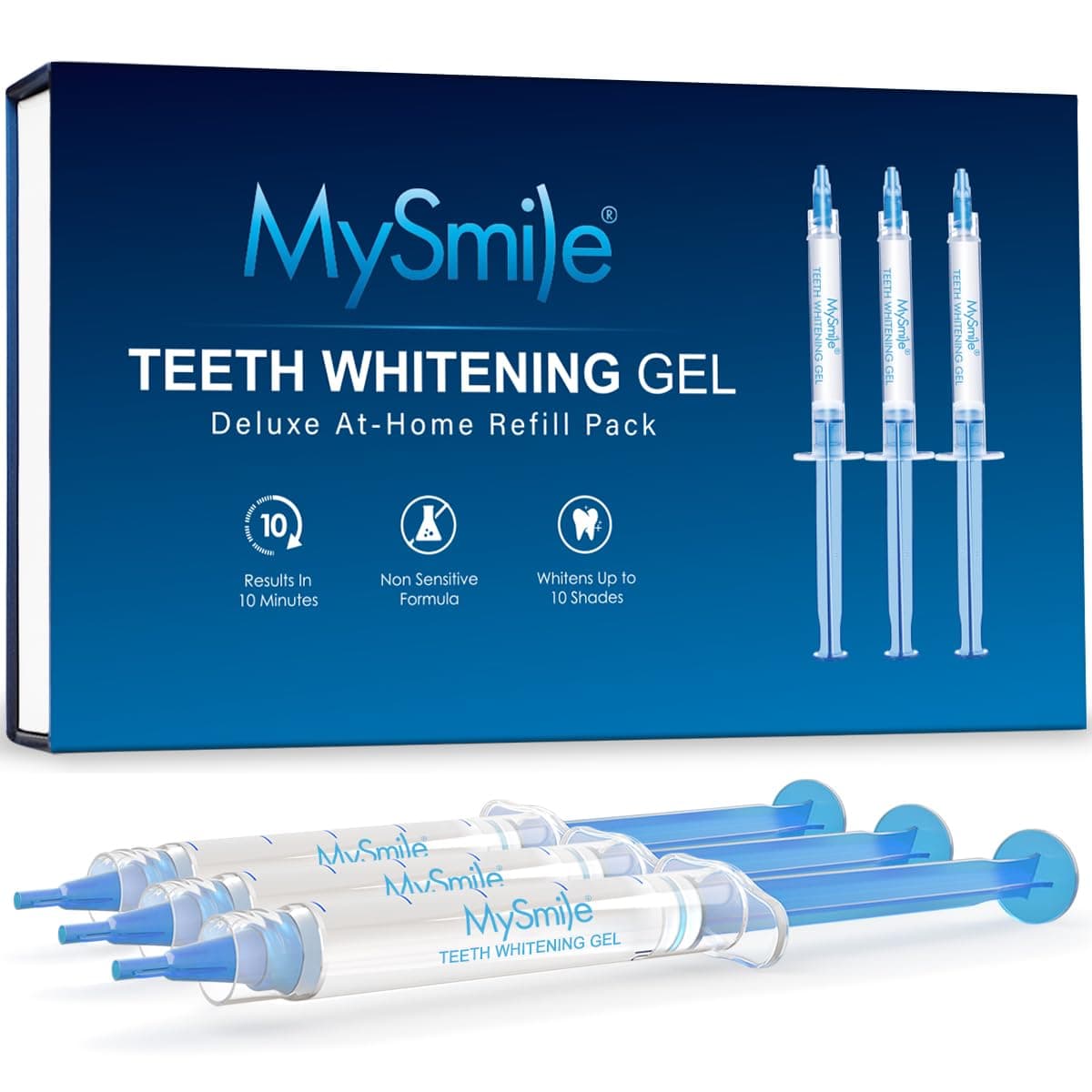 Teeth Whitening Gel Pen Refill Pack, 3 Non-Sensitive Teeth Whitening Pen, Deluxe Teeth Whitener Dental Grade Tooth Whitening Gel with Carbamide Peroxide for Home, 10 min Fast Result