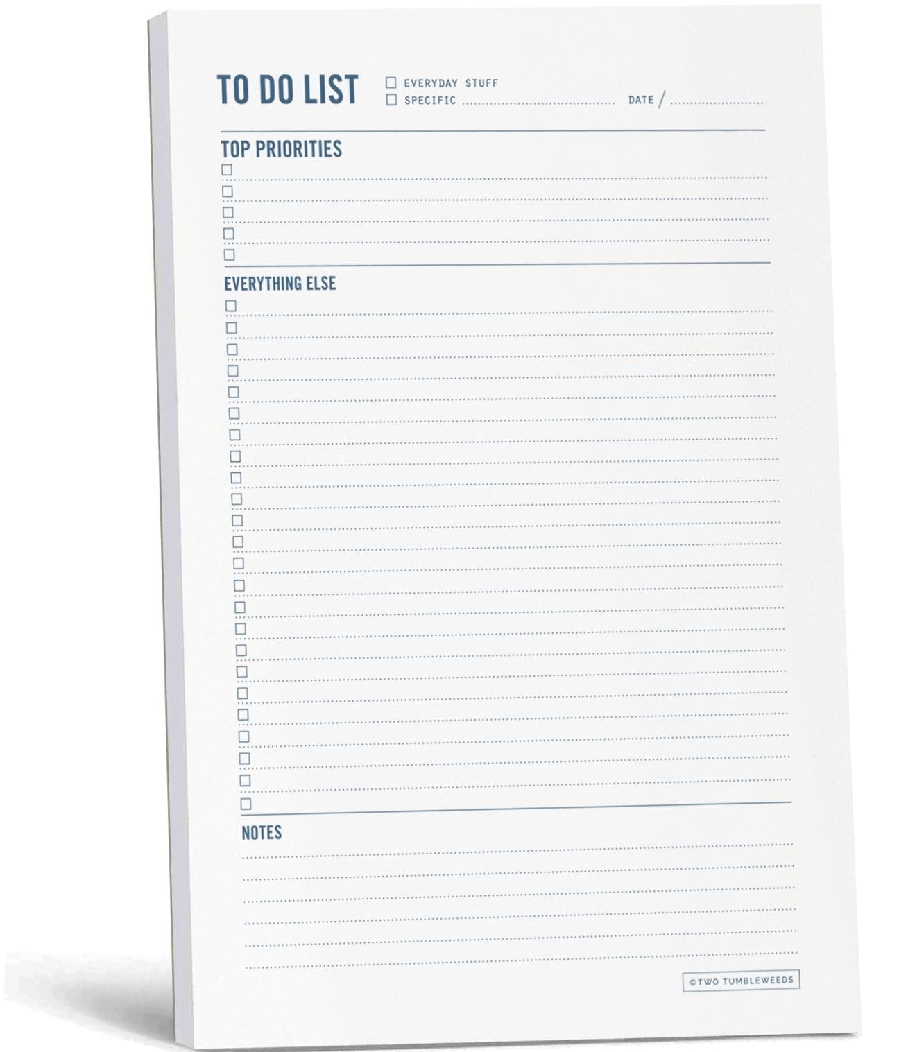 Two Tumbleweeds - To Do List Notepad - 7 x 10” Planning Pad - Daily Task Planner - Organizer - Academic & Work Planner for Productivity - Notebooks For Work & School - 50 Sheets