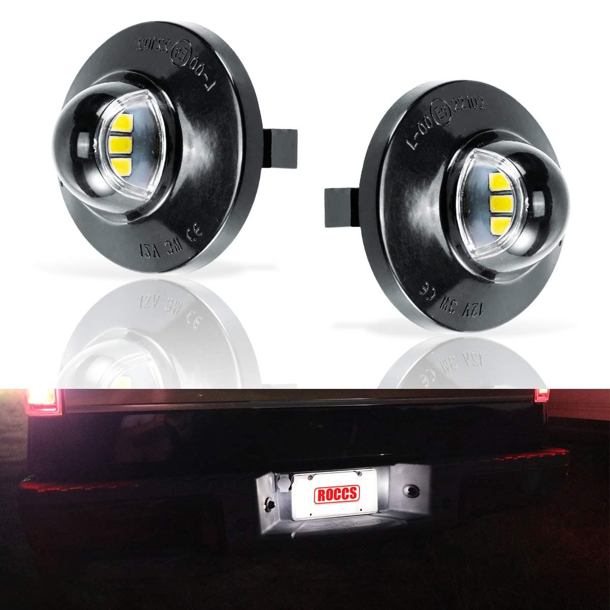 Error Free LED License Plate Light Lamp Assembly Replacement For F150 F-250 F-350 F-450 F-550 Superduty Ranger Explorer Bronco Excursion Expedition, White LED Lights