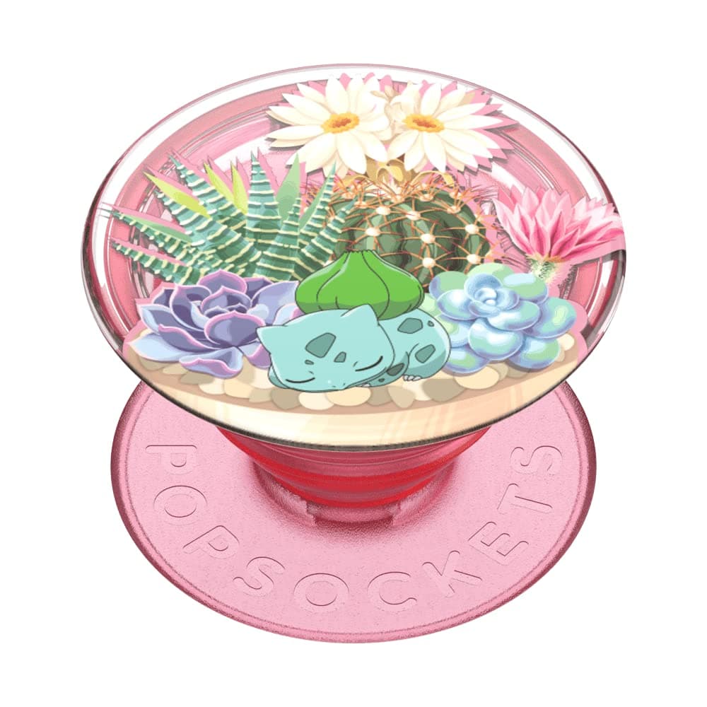 PopSockets: Translucent Phone Grip with Expanding Kickstand, Pop Socket for Phone - Bulbasaur Terrarium