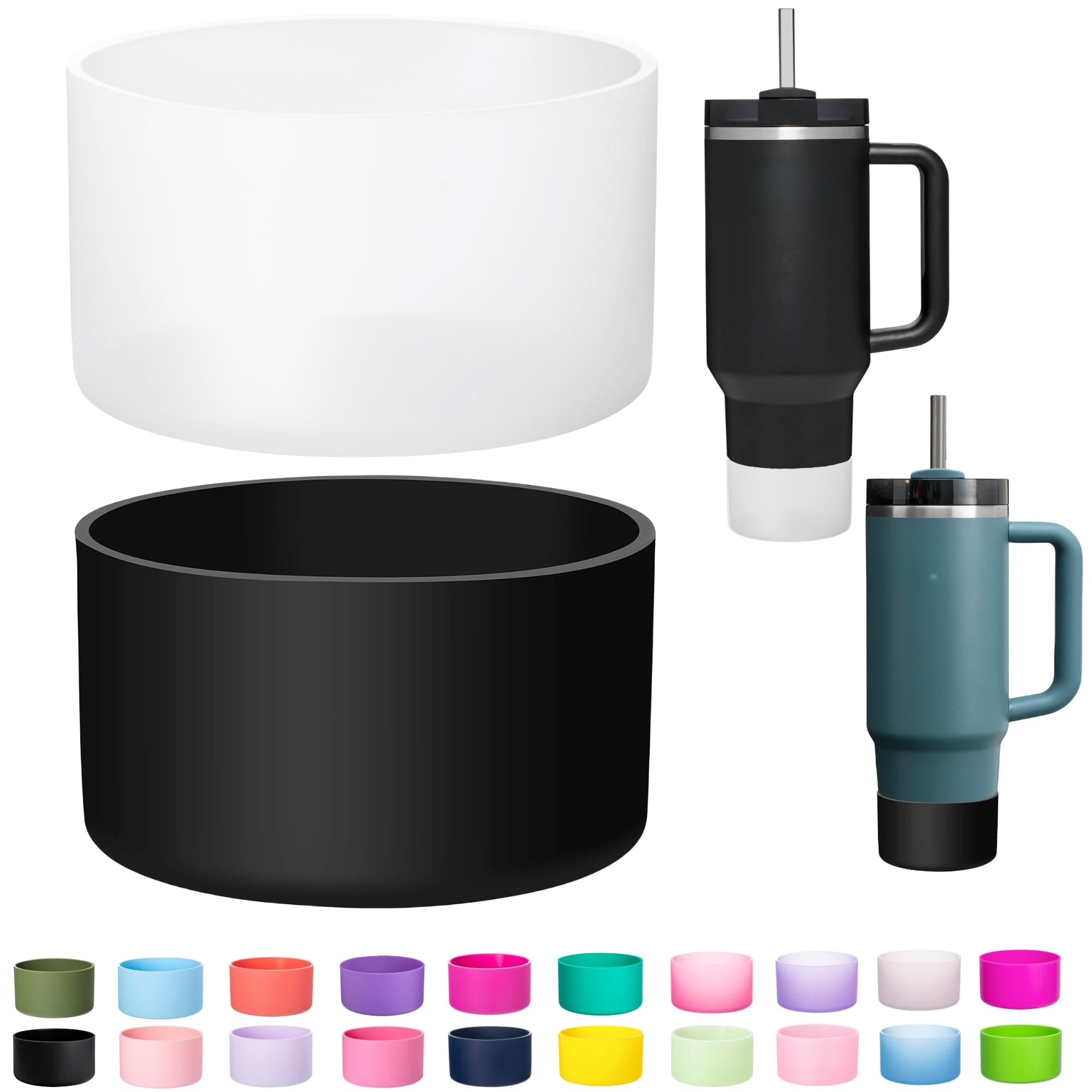 2-Pack Silicone Boot for Stanley 30 40 OZ Cup, Boots for Stanley Cup Accessories, Non-Slip Tumbler Bottom Protector Cover, Noise Reduction Protective Sleeve for Quencher H2.0 / IceFlow 20oz 30oz