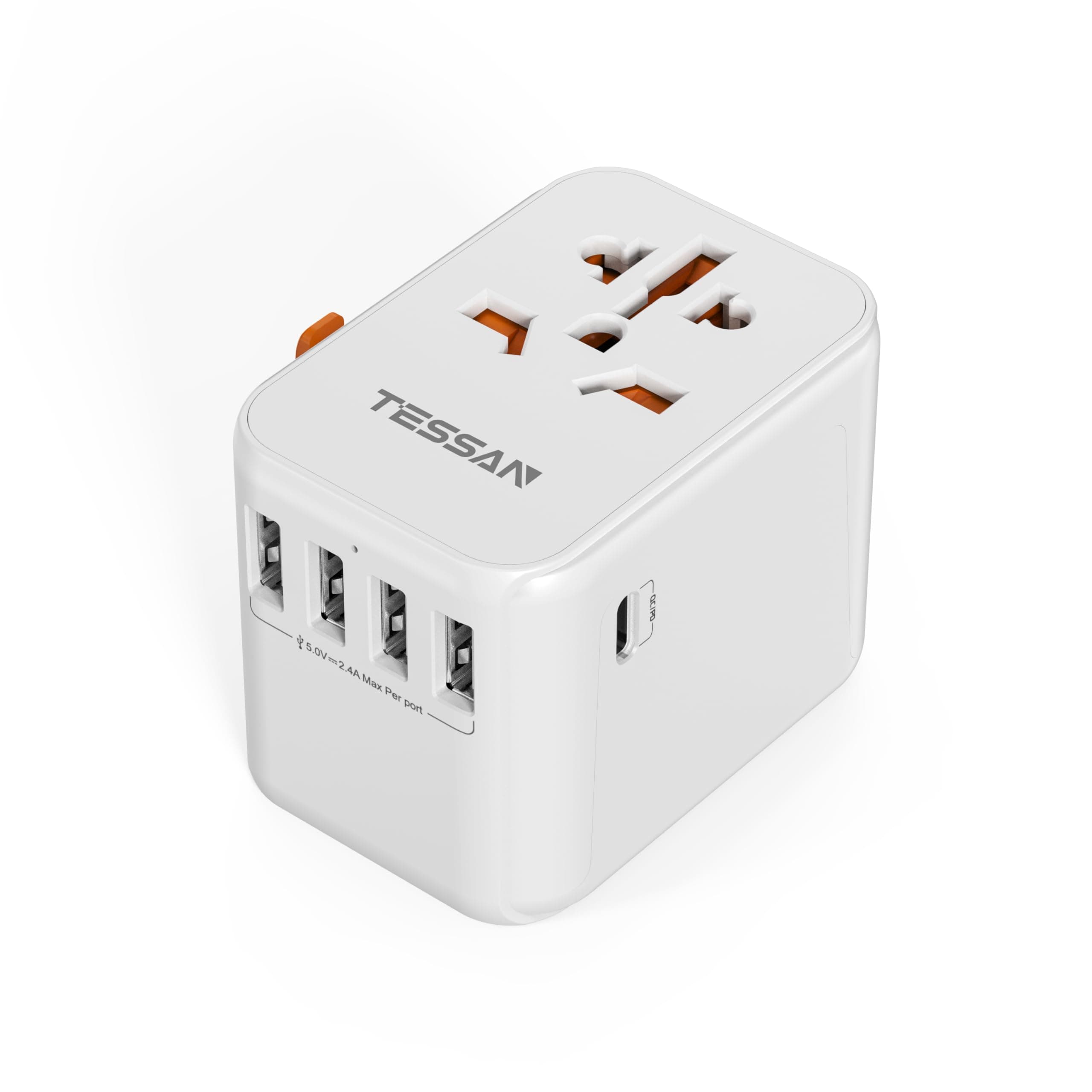 Universal Power Adapter, International Plug Adapter with 5 USB Outlets(1 USB C), Travel Worldwide Essentials, Worldwide Power Outlet for US to Europe European England EU UK AUS (Type C/G/A/I)