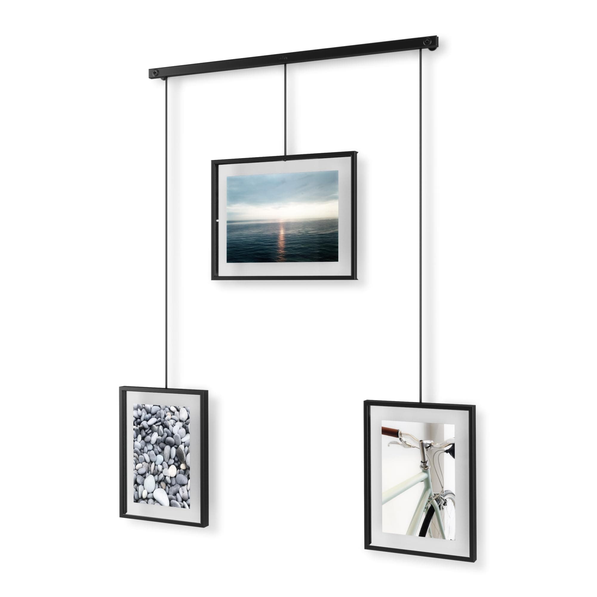 Umbra Exhibit Picture Frame Gallery Set Adjustable Collage Display for 5 Photos, Prints, Artwork & More (Holds Two 4 x 6 inch and Three 5 x 7 inch Images), Black