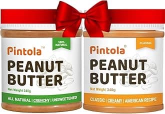 Peanut Butter Combo pack of All Natural Crunchy + Classic Creamy (340g (pack of 2) High Protein | Gluten Free | Vegan | Cholesterol Free