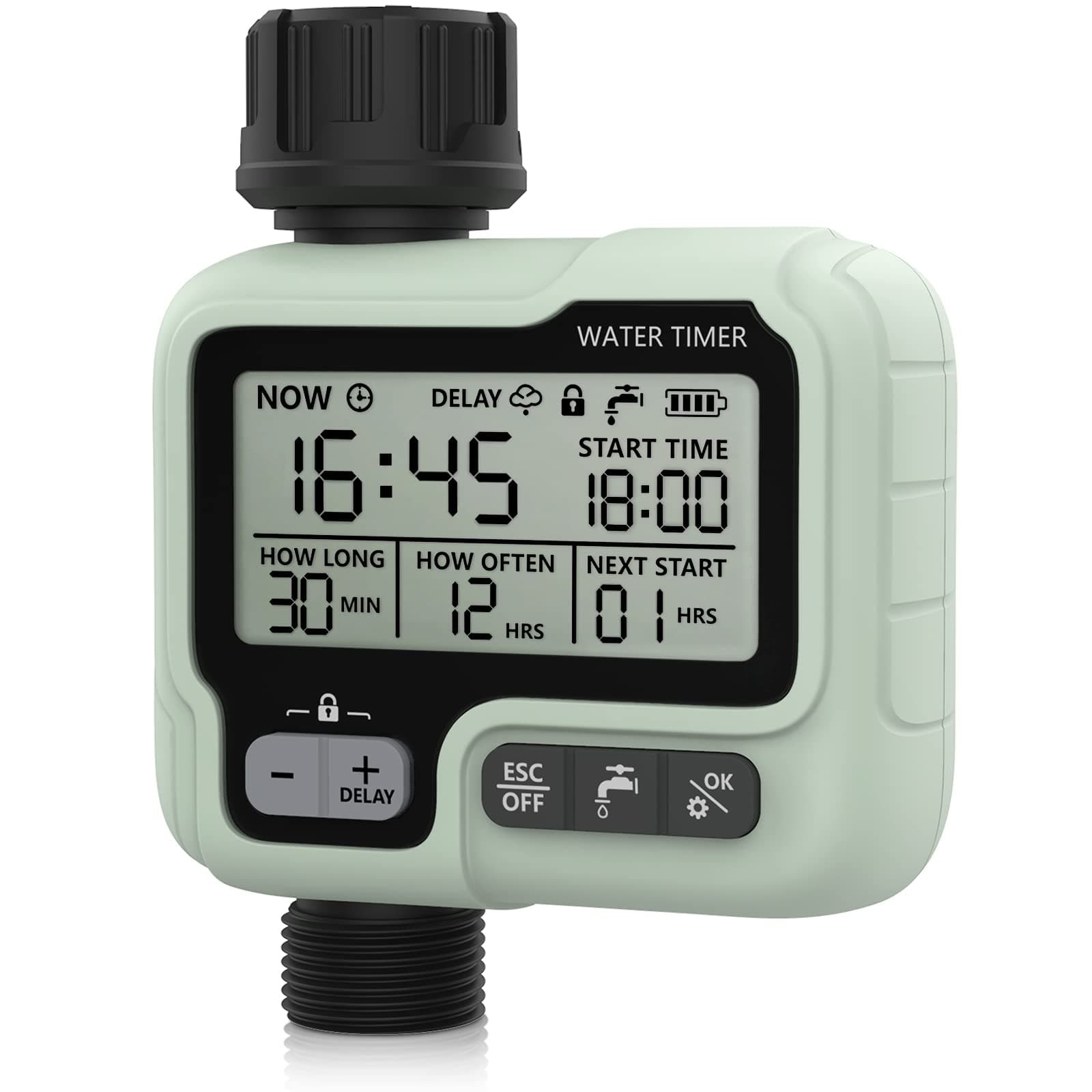 CROSOFMI Sprinkler Timer,Water Timer Digital Programmable Garden Lawn Hose Faucet Timer Irrigation System Controller/Child Lock Mode/Auto&Manual Mode/Rain Delay/IPX5 Blue