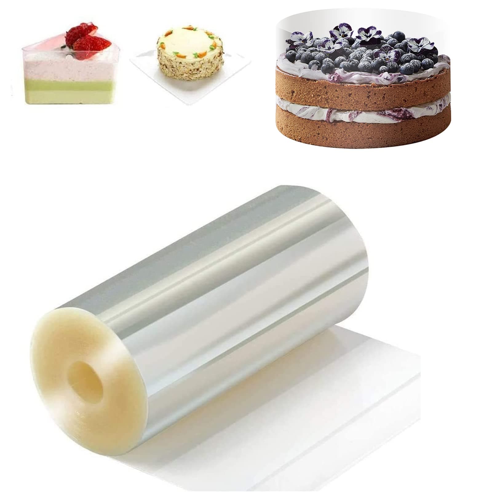 Cake Collars 4 x 394inch - Transparent Cake Rolls, Clear Cake Strips, Acetate Sheet for Chocolate Mousse Baking, Cake Decorating