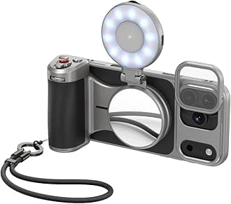 【for iPhone 17 Pro Max Only】 TELESIN Master Grip Kit, Magnetic Phone Camera Grip with C03 Selfie Light+ UV Filters, Creator Kit Built 3200mAh Battery Wireless Charging - Cooling Graphene Case