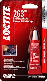 263 Threadlocker for Automotive: High-Strength, Oil Tolerant, High-Temp, Fluorescent, Anaerobic | Red, 6mL Tube (PN: 2203451)