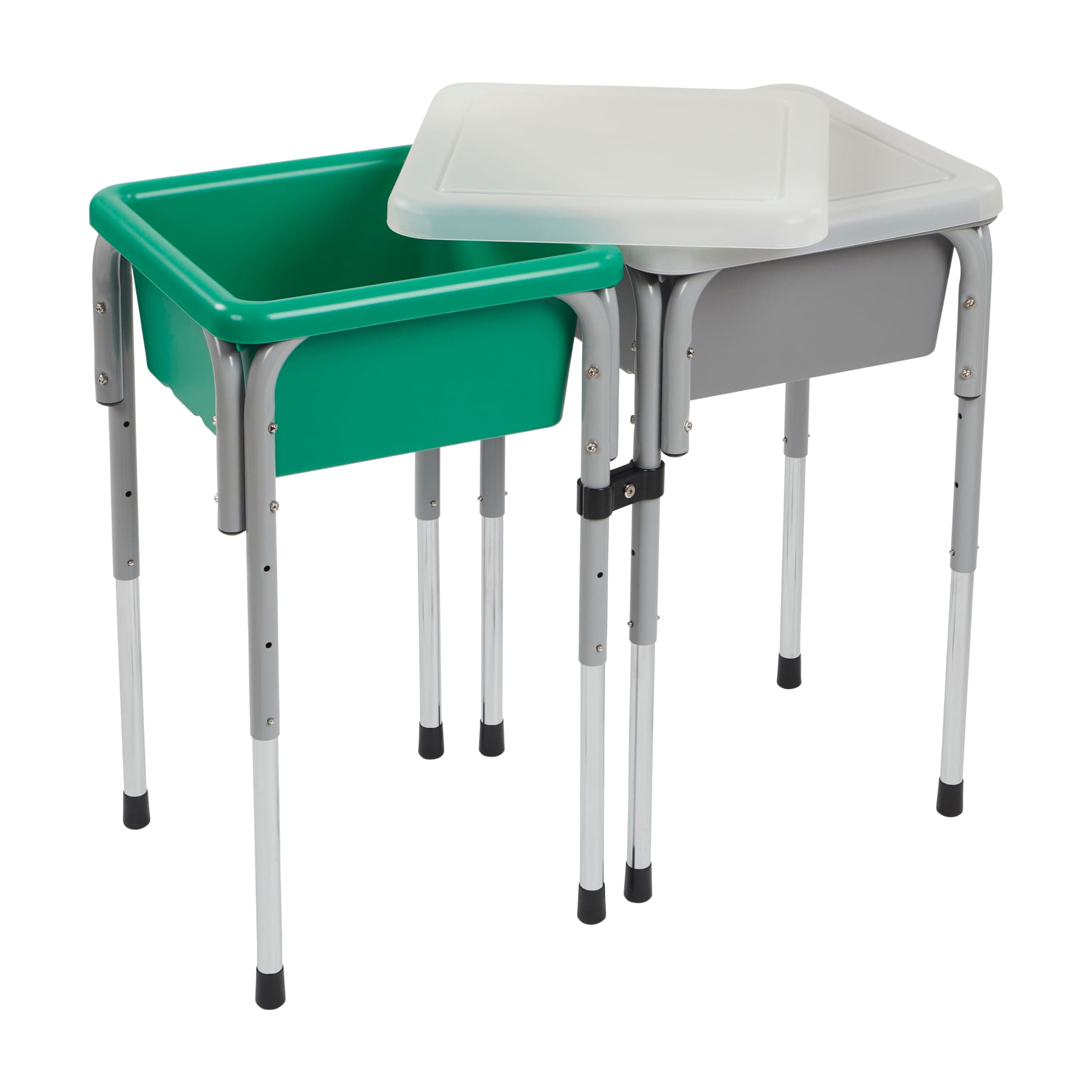 2-Station Sand and Water Adjustable Play Table, Grey/Emerald