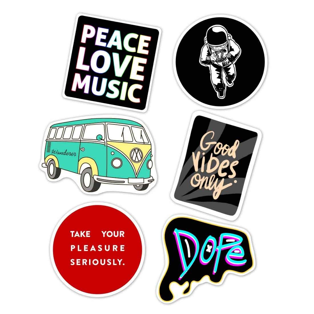 Artangle Vinyl Graffiti Decals Multipurpose Sticker (3 x 3 Inch, Set of 6, Stcomboaa14)