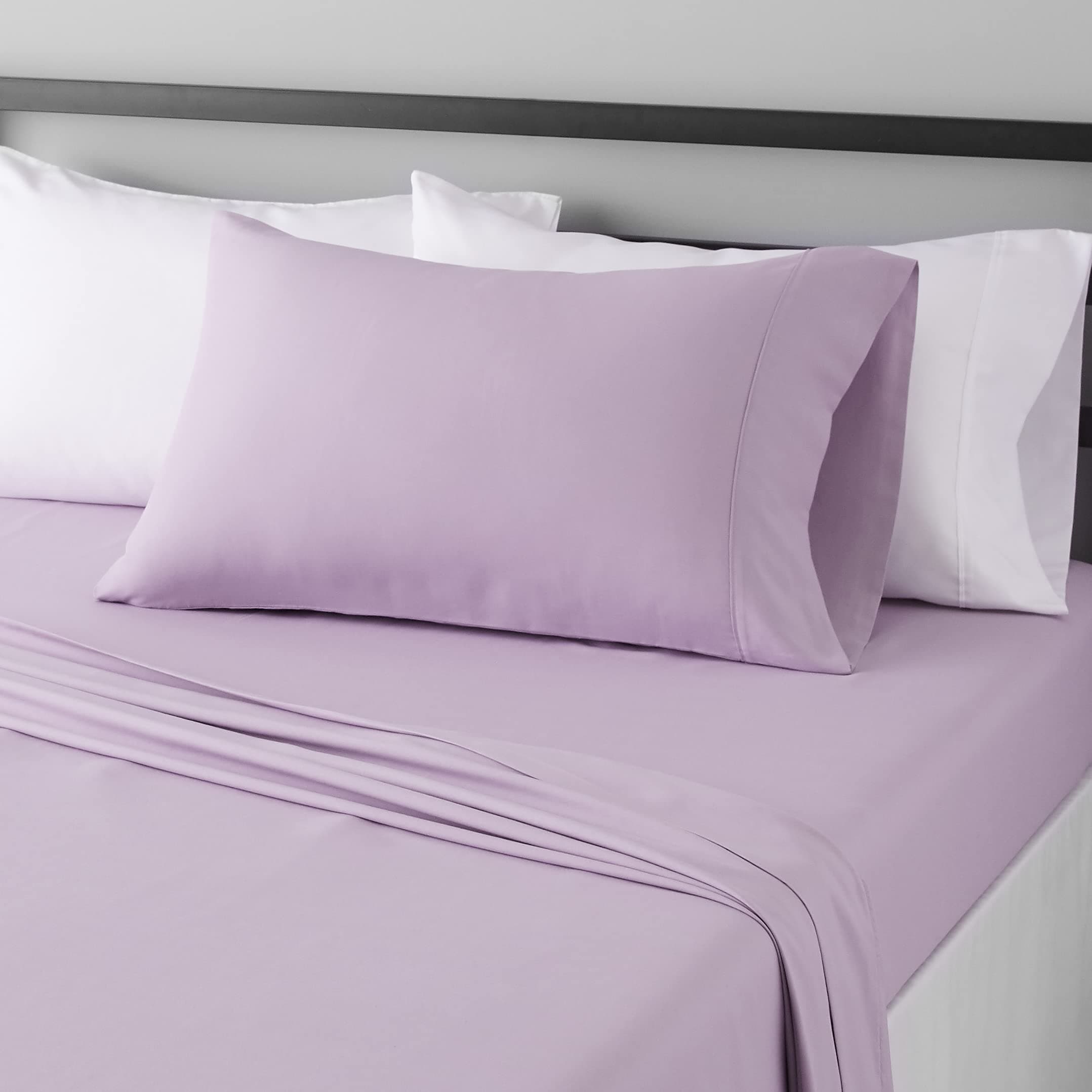 Lightweight Super Soft Easy Care Wrinkle-Free Breathable Brushed Microfiber 3 Piece Bed Sheet Set with 14-Inch Deep Pockets, Twin, Frosted Lavender, Solid