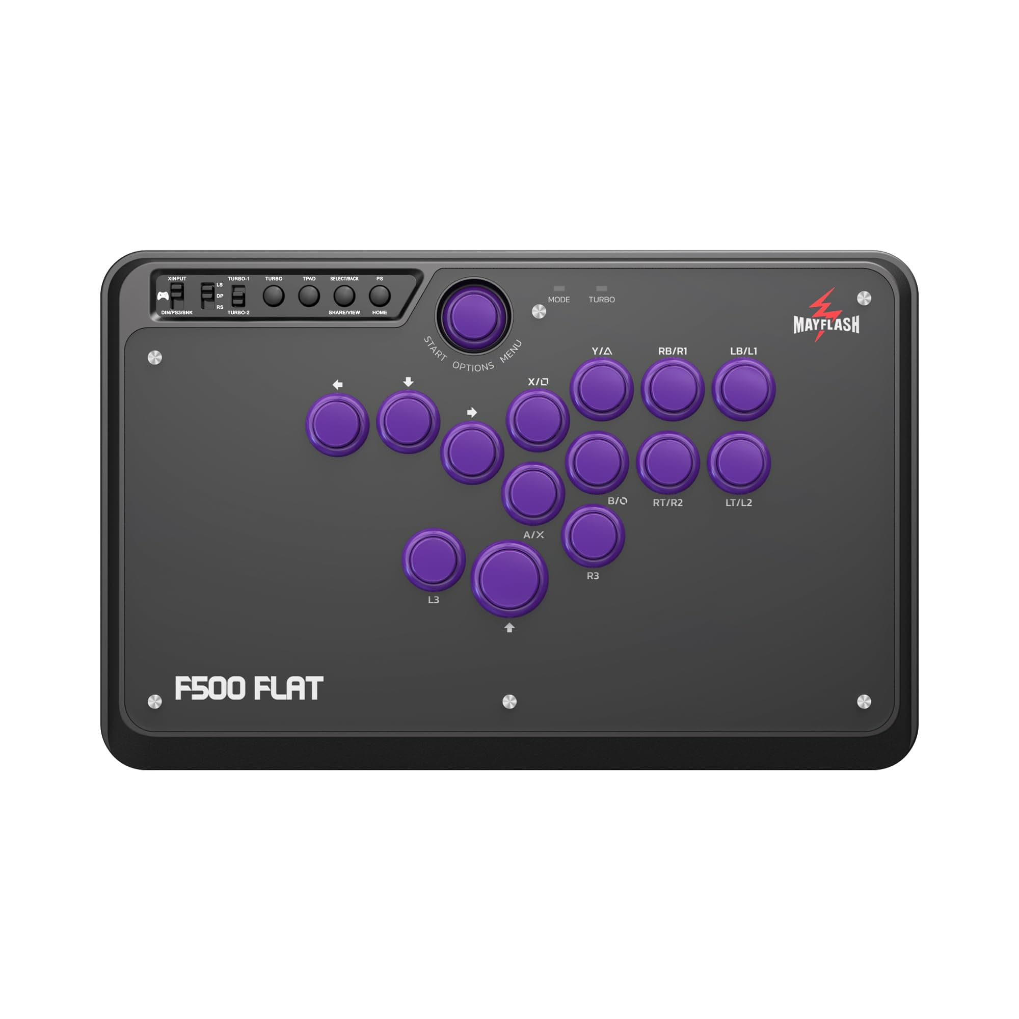 May Flash F500 FLAT Fight Stick All Button Arcade Controller for PS4, PC, Xbox Series S/X, Xbox One, Switch, Steam Deck, macOS, Android, Raspberry Pi, NEOGEO mini and more