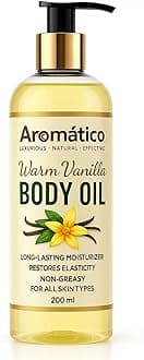 AROMATICO Warm Vanilla Body Oil for Women - 200ml |Dry Skin-Deep Hydration Formula for Glowing Skin in the Winters | Non-Sticky Texture, for Daily Use after Bath | Cozy & Creamy Fragrance