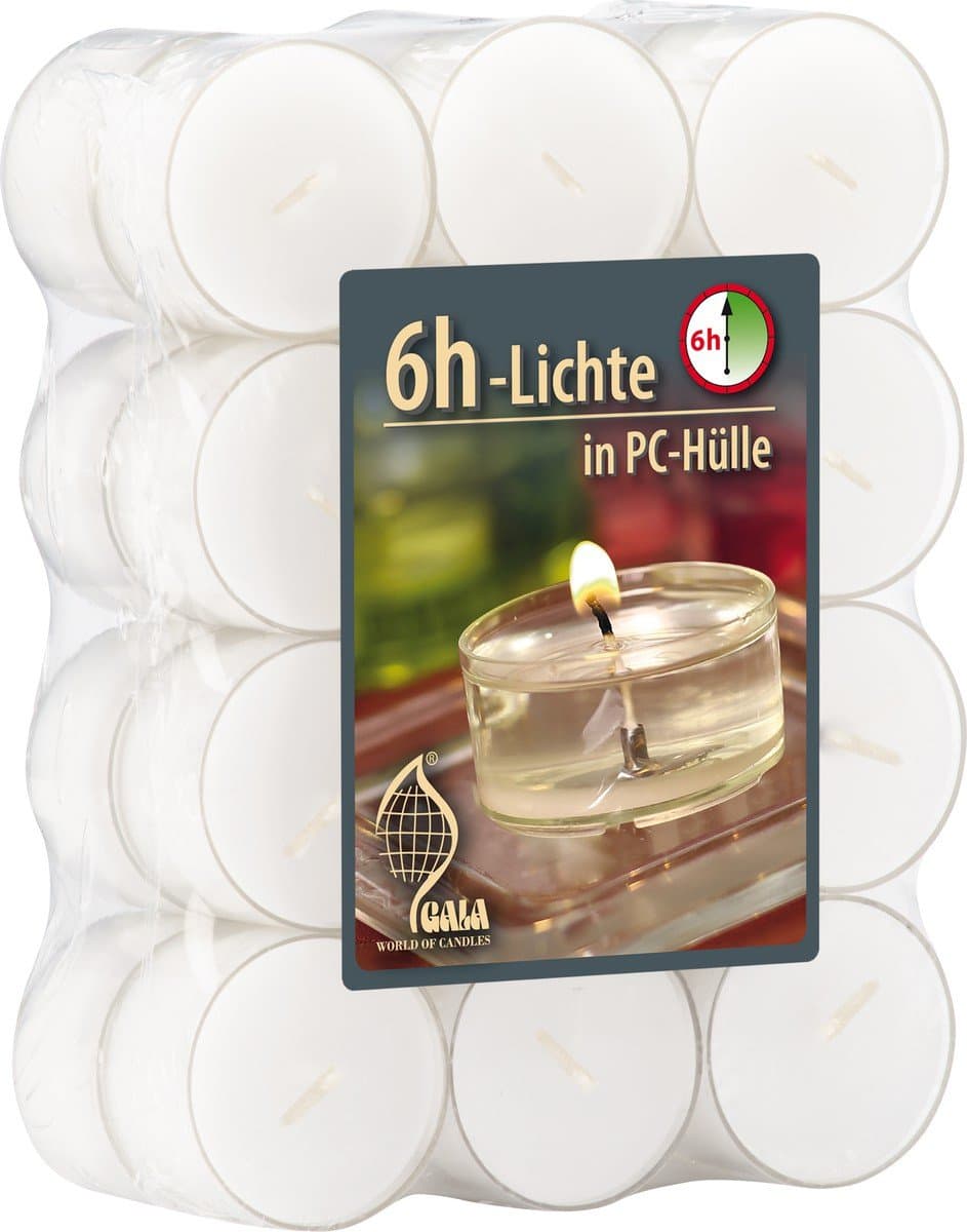 Gala tea lights in clear plastic sleeve diameter 4 cm, white, 24 Pieces (1 Pack)