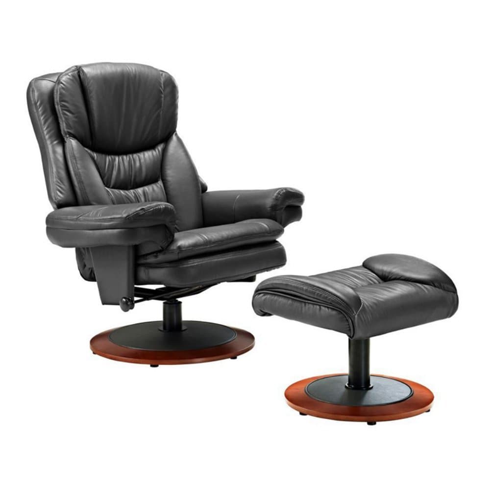 MAC Motion MAC Motion Brute Leather Swivel Recliner with Ottoman, Brown, Leather