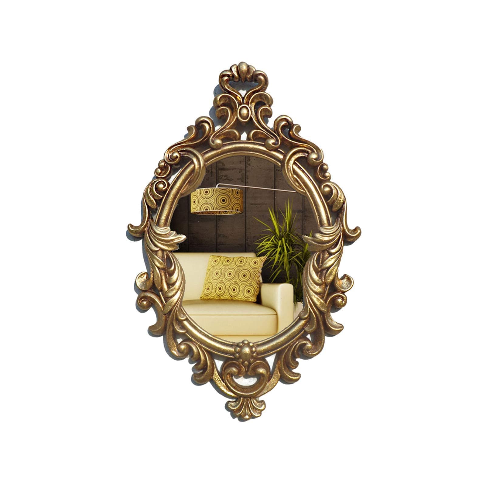 Retro Princess Mirror,Oval Wall-Mounted Decorative Mirror Oval Distressed Waterproof Bathroom Mirror