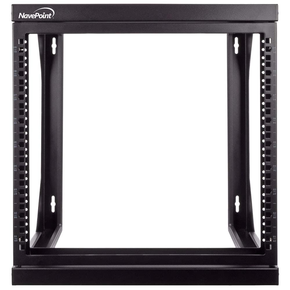 - NavePoint 9U Open-Frame Server Rack for 19" IT Network Equipment & A/V Devices Free Standing or Wall Mount with 180 Degrees Gate Swing, Black