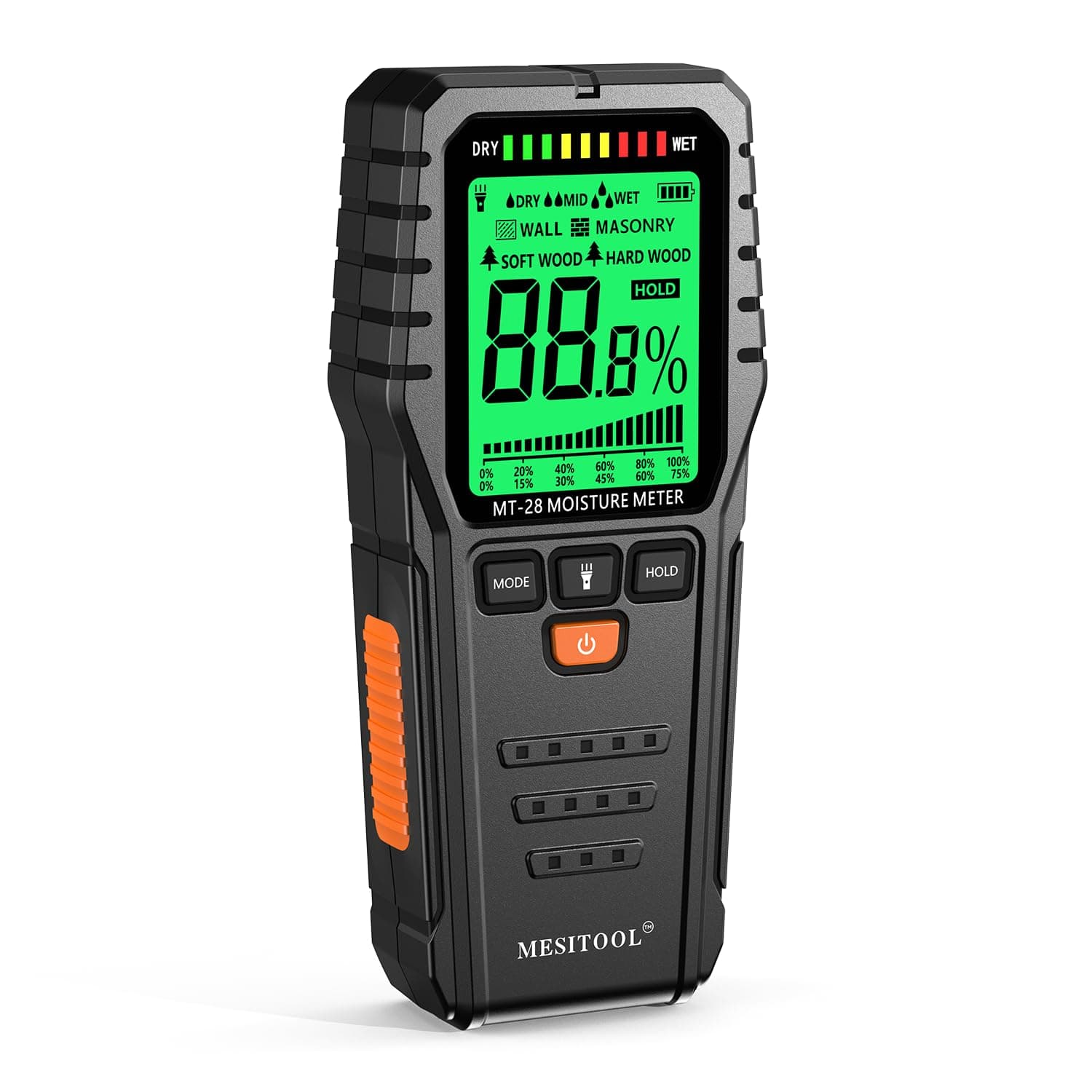 Pinless Moisture Meter MESITOOL Digital Moisture Meters for Wood Lumber Moisture Detector for Firewood Concrete Come with 9v Battery and Carry Bag (MT28)
