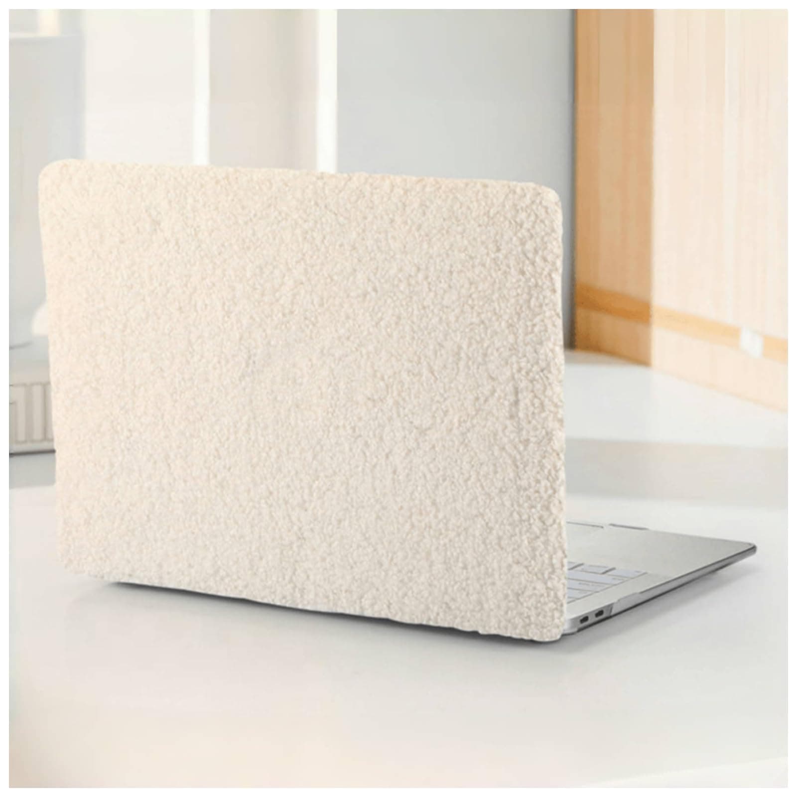 Compatible with MacBook Pro 13 inch Case M2 2026-2023 2022-2016 A2338 M1 A2251 A2289 A2159 A1989 A1708 A1706,Soft Fluffy Fuzzy Plush Faux Fur Print Leather Hard Shell Case&Keyboard Cover, Beige