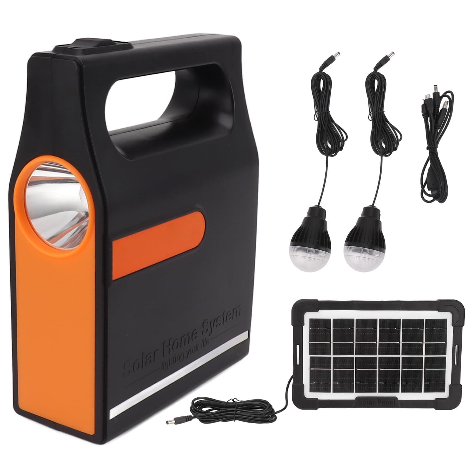 TopikySolar Generator with Solar Panel, Portable Power Station with 2 X 3W Bulb, Solar Powered Generator with Flashlight, Outdoor Backup Battery Supply for Camping, RV, Emergency