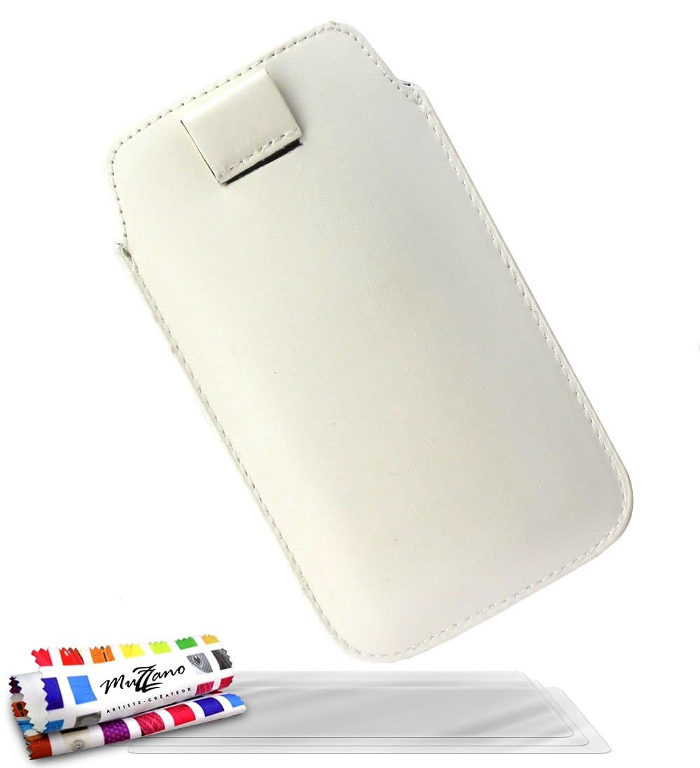 MUZZANO Original Le Sweep Case Cover for Sony Xperia L with 3 Ultra-Clear Screen Protectors - White