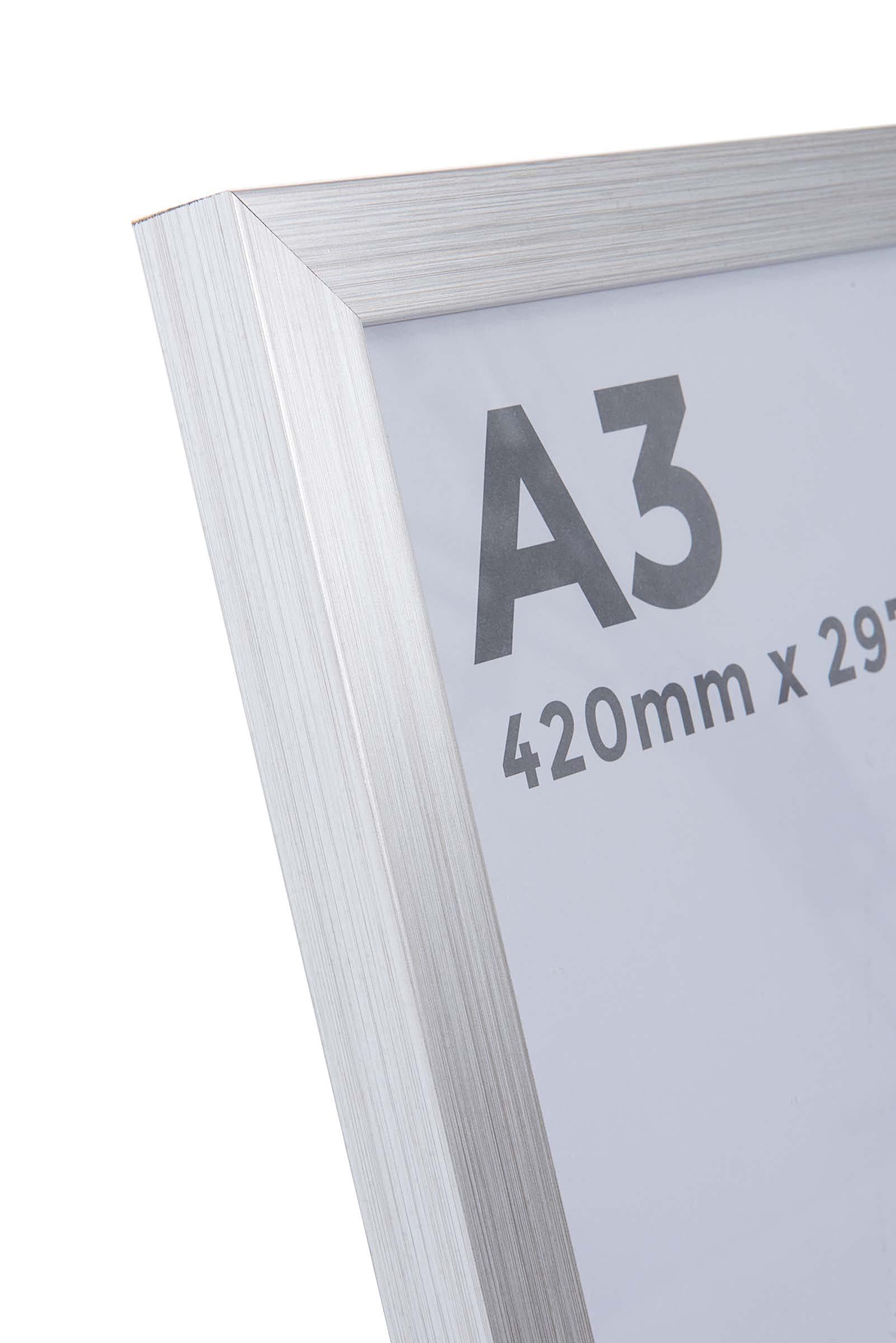 Wall Space A3 Frame Silver | Modern Photo Frame to Fit Print/Image - With Real Glass and Solid Wood | Made in UK | 420 x 297 mm