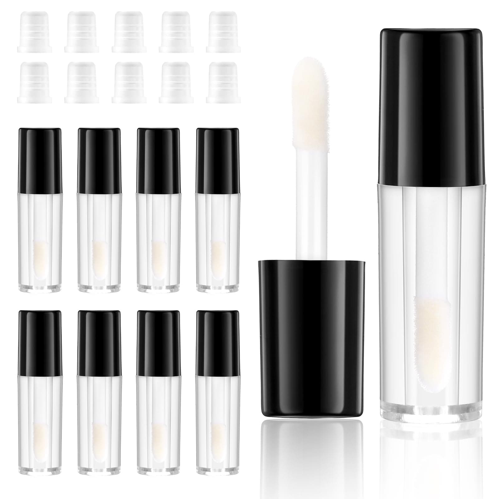10 Pcs Empty Lip Gloss Tubes with Wand, Clear Plastic Lip Gloss Container 1.2 ml Mini Refillable Cosmetic Containers Bottles Lips Balm Bottle for Lipstick Samples DIY Makeup Lipgloss Making Kit