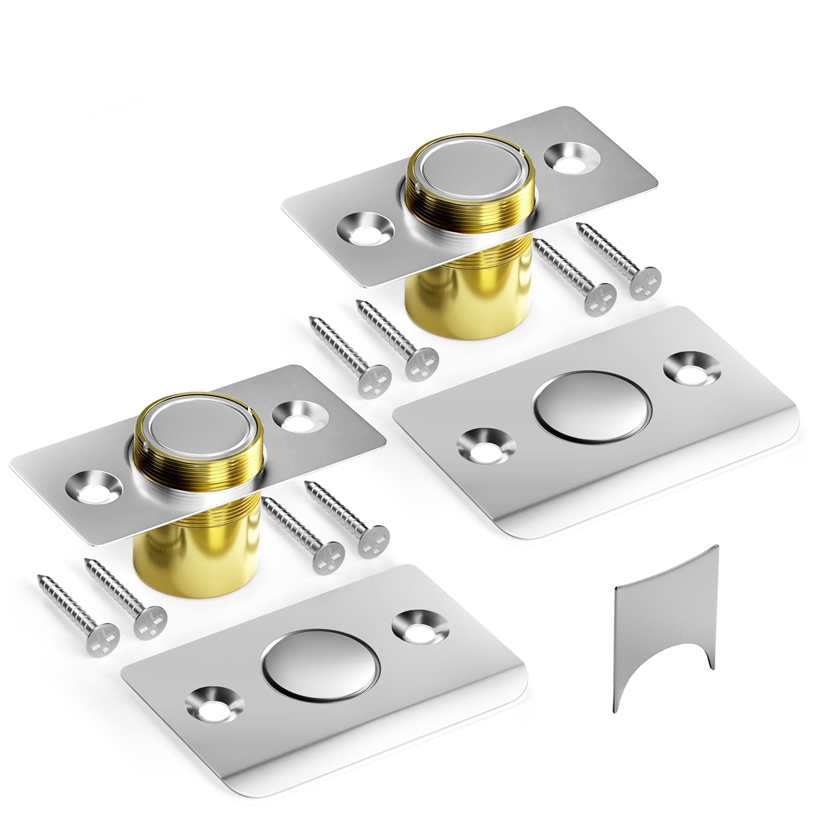 Silent Ball Catch, Adjustable Strong Magnet Door Catch，Using Noise Free, Replacing Door Ball Catch, with Identical Installation Dimension(2 Pack, Silver)