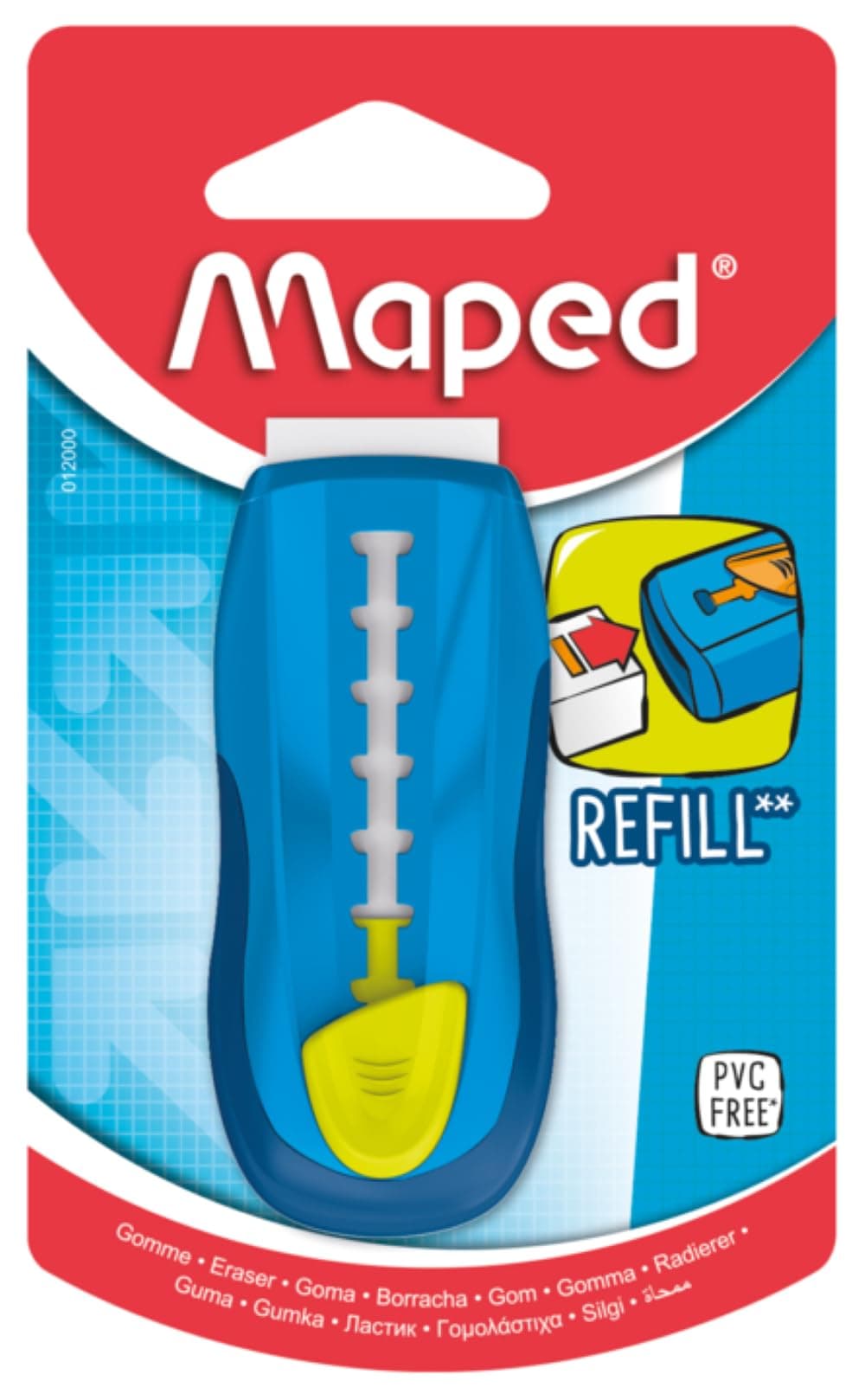 Maped Universal Gom Stick Eraser with Refillable Holder (012000ST) (colors may vary)