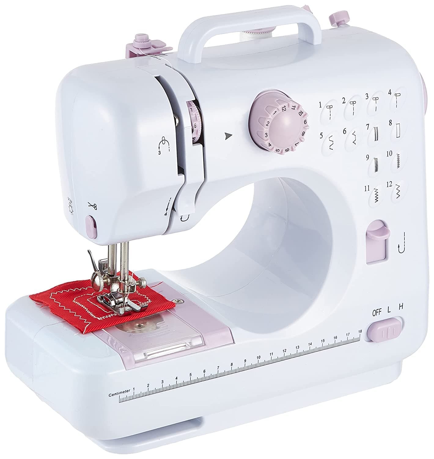 Showay Portable Multi-Function Sewing Machine, 12 Stitches Double Speed Control Heavy Electric Handheld Embroidery Overlock Quick Household Tool With Table Lamp