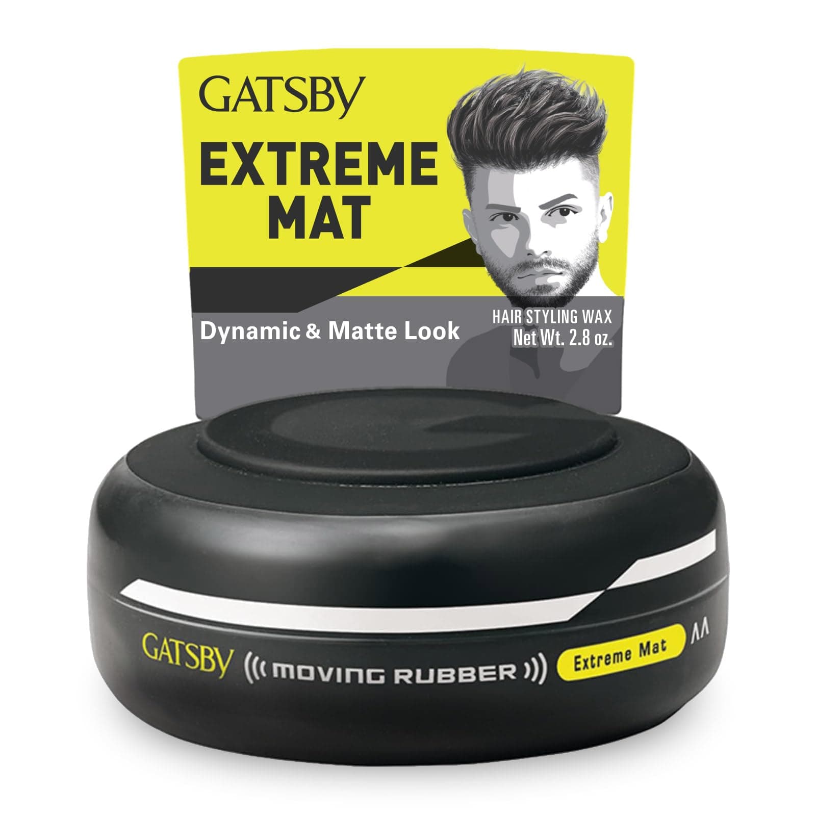 Moving Rubber Extreme Mat Hair Styling Wax US version - Strong Hold, Matte Finish, 80g/2.8oz by Mandom achieve any desired hairstyle, from spiky to dynamic, bouncy, fluffy, or frizzy