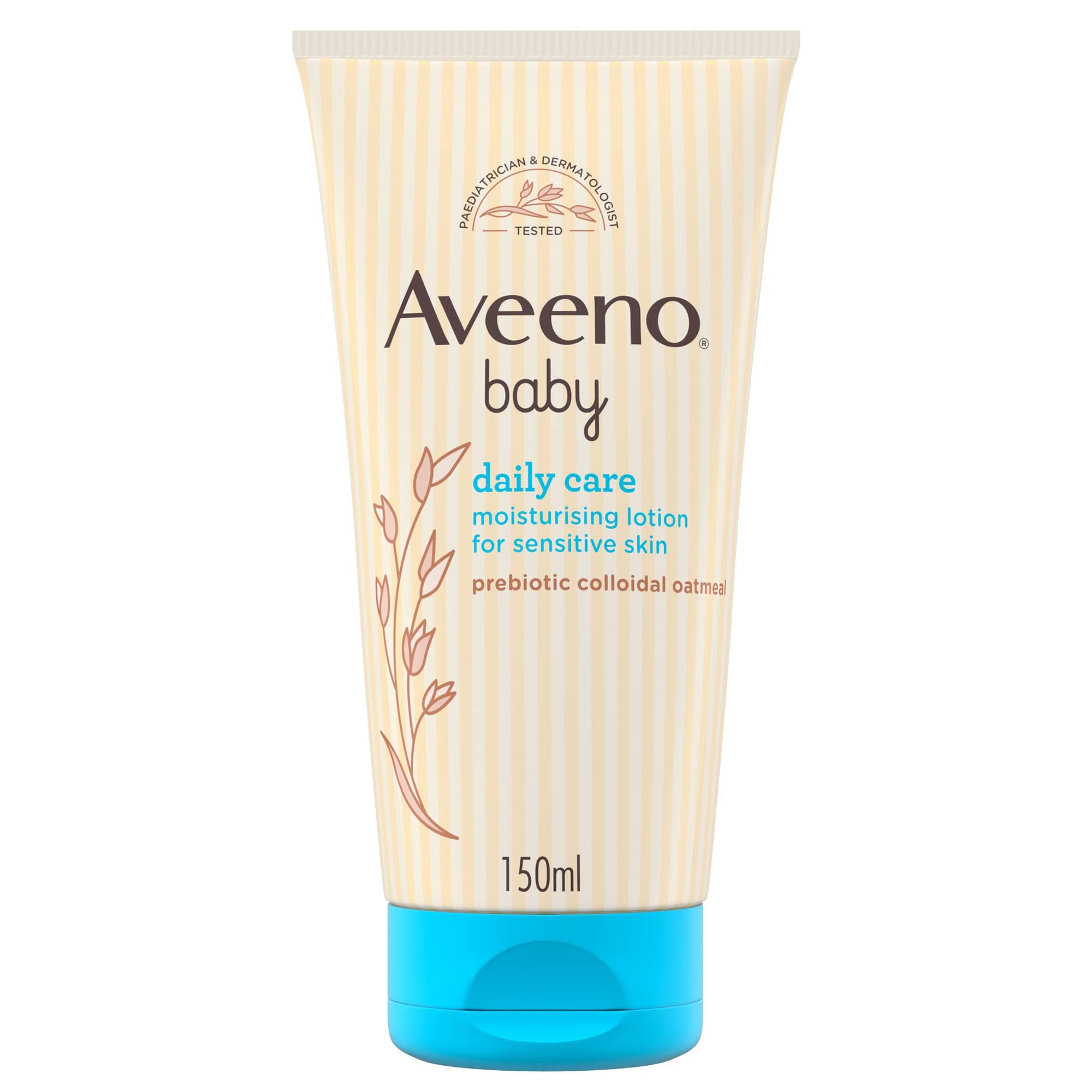 Aveeno Baby Daily Care Moisturising Lotion (1x 150ml), Soothing Baby Cream to Provide 24-Hour Hydration Suitable for Newborns and Infants, Gentle Lotion for Dry, Sensitive Skin Prone to Eczema